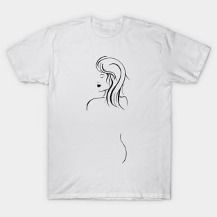 Silhouette of beautiful woman with black lips T-Shirt